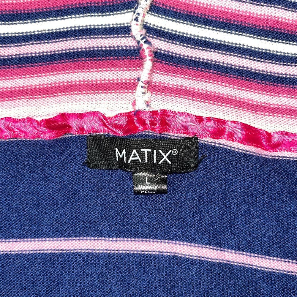 Matix Hooded Beach Coverup Large | Hooded Sweater Coverup L Cream Blue Pink - Picture 3 of 15